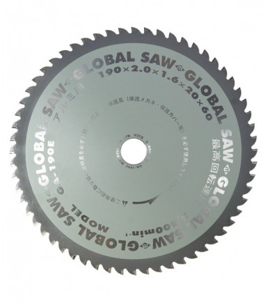 Circular saw blade for cutting aluminum GLOBAL SAW 190 x 2.0/1.6 x 20mm / 60T CERMET