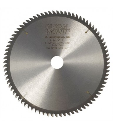 Circular saw blade for cutting aluminum GLOBAL SAW 210 x 2.2/1.7 x 25.4mm / 80T CERMET
