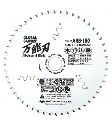 Multi-material cutting circular saw blade GLOBAL SAW 150x1,5/1,0x20mm / 52T CERMET