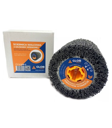 GLOB TOOLS cylindrical abrasive wheel made of hard foamed non-woven fabric 100x100x19mm Grit 40 satin finishing wheel