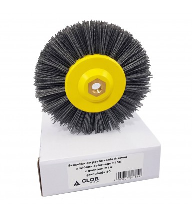 Brush for aging wood with abrasive fiber fi 155mm with M14 thread, granulation 80