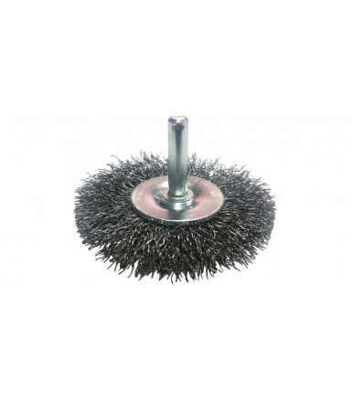Steel wire disc brush fi 65mm with 6mm shaft